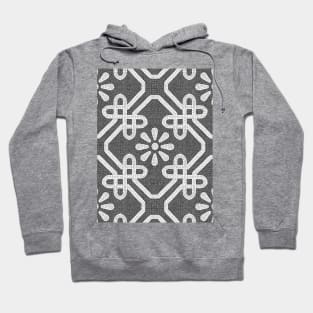 Lisbon Cais do Sodré Portuguese cobblestone inspiration // white flowers intertwined hearts geometric and decorative shapes Hoodie